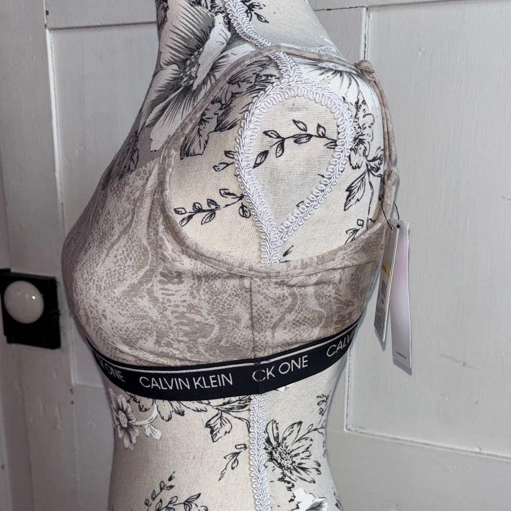 Calvin Klein Taupe Snake-Print Bralette with CK One Logo Band - Picture 2 of 6